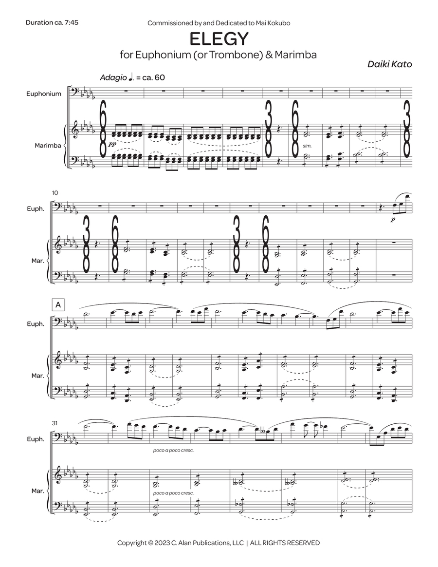 Elegy for Euphonium & Marimba Euphonium scores gallery preview page 2