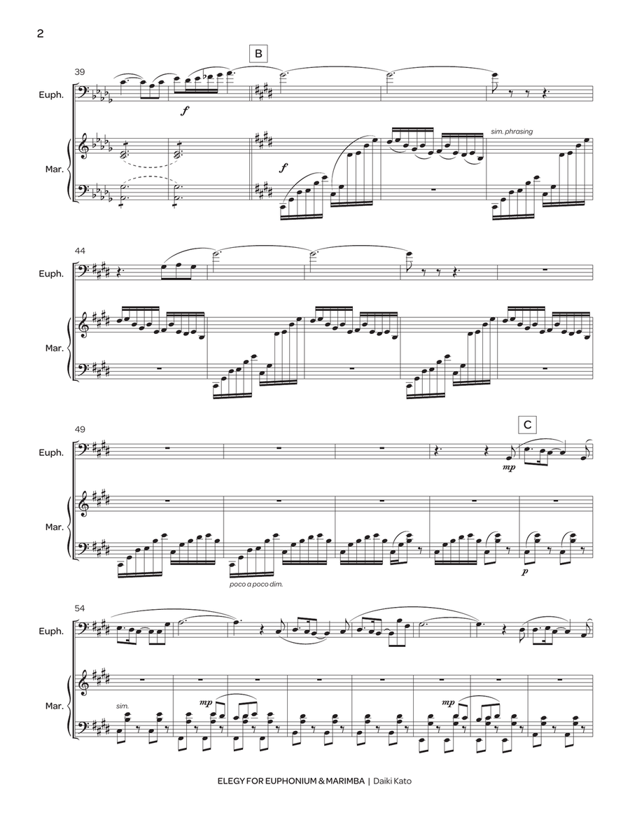 Elegy for Euphonium & Marimba Euphonium scores gallery preview page 3