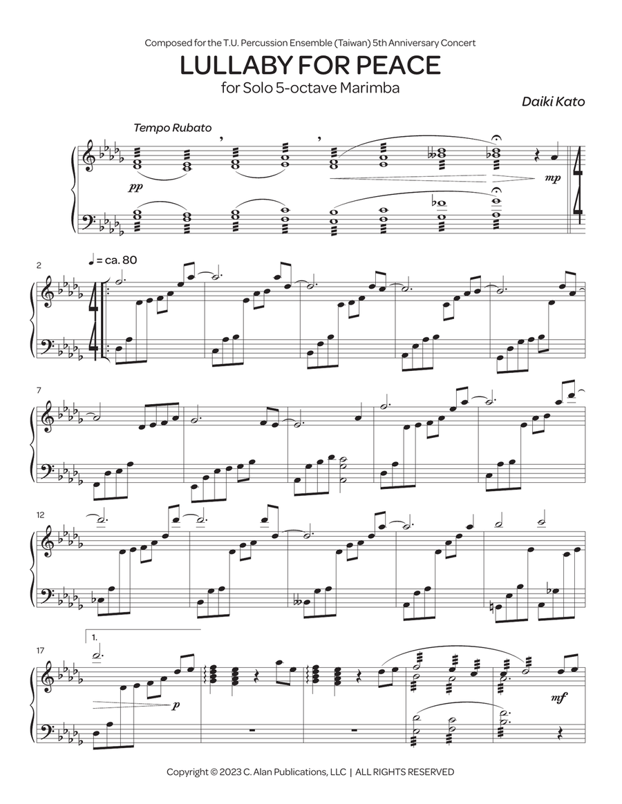 Lullaby for Peace Lullaby for Peace Marimba scores gallery preview page 2