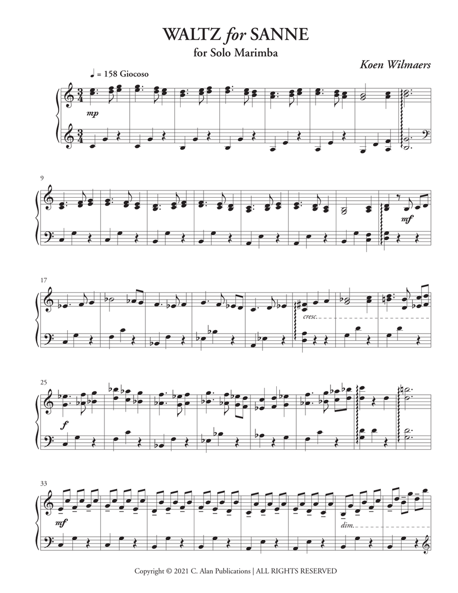 Waltz for Sanne Waltz for Sanne Marimba scores gallery preview page 2