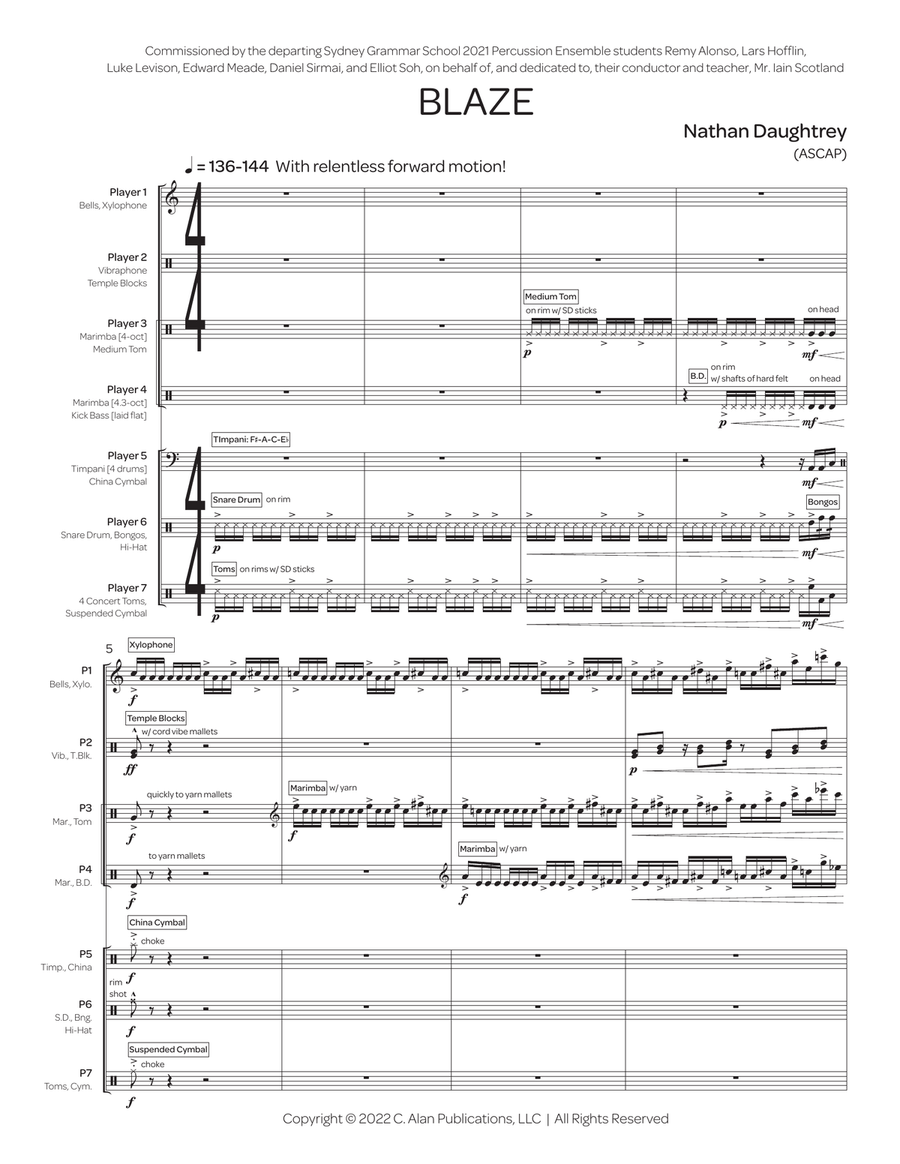 Blaze Blaze Percussion Ensemble scores gallery preview page 2