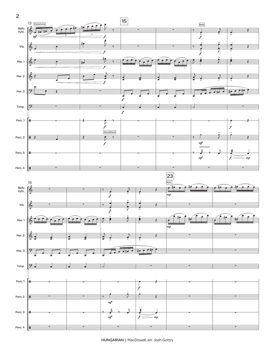 Hungarian, Op. 39, No. 12 Percussion Ensemble scores gallery preview page 3