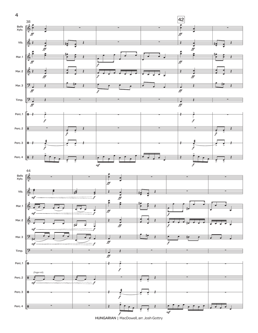 Hungarian, Op. 39, No. 12 Percussion Ensemble scores gallery preview page 5