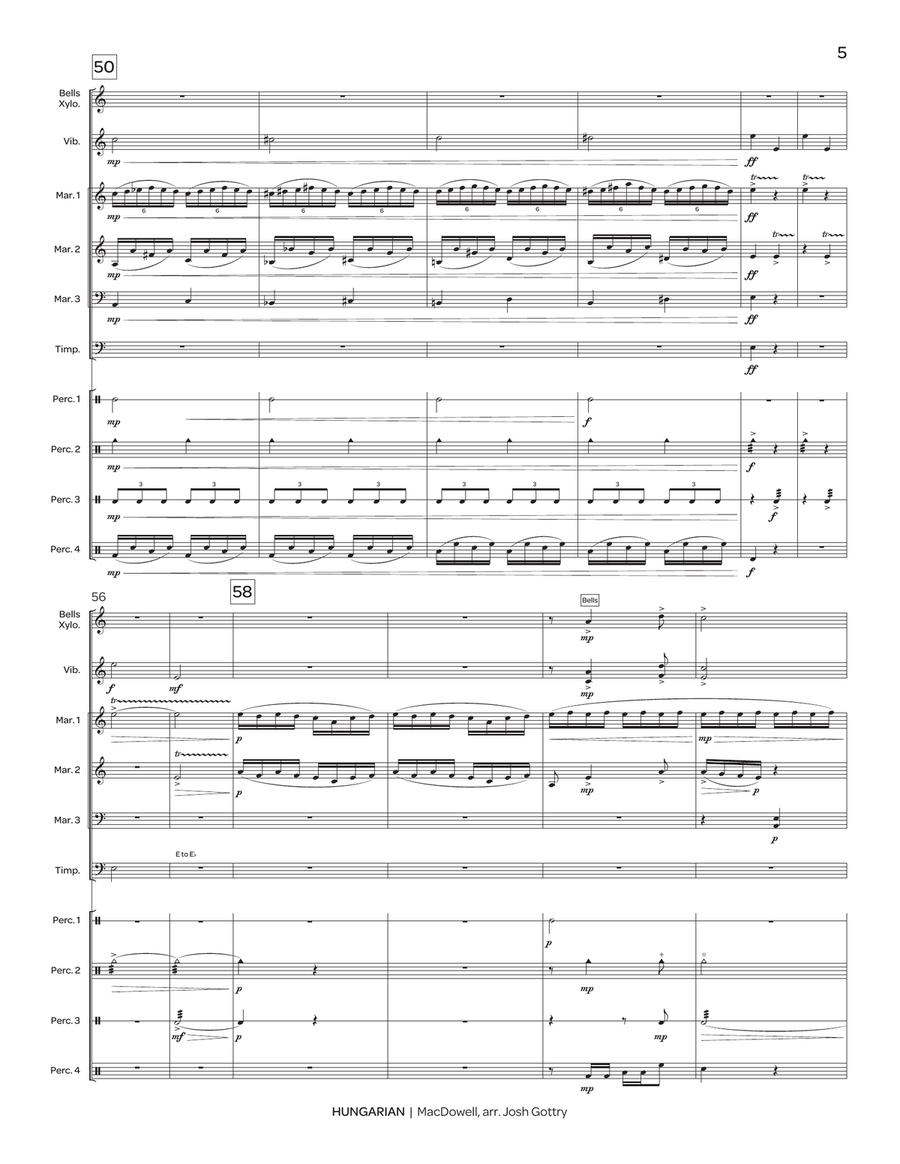 Hungarian, Op. 39, No. 12 Percussion Ensemble scores gallery preview page 6