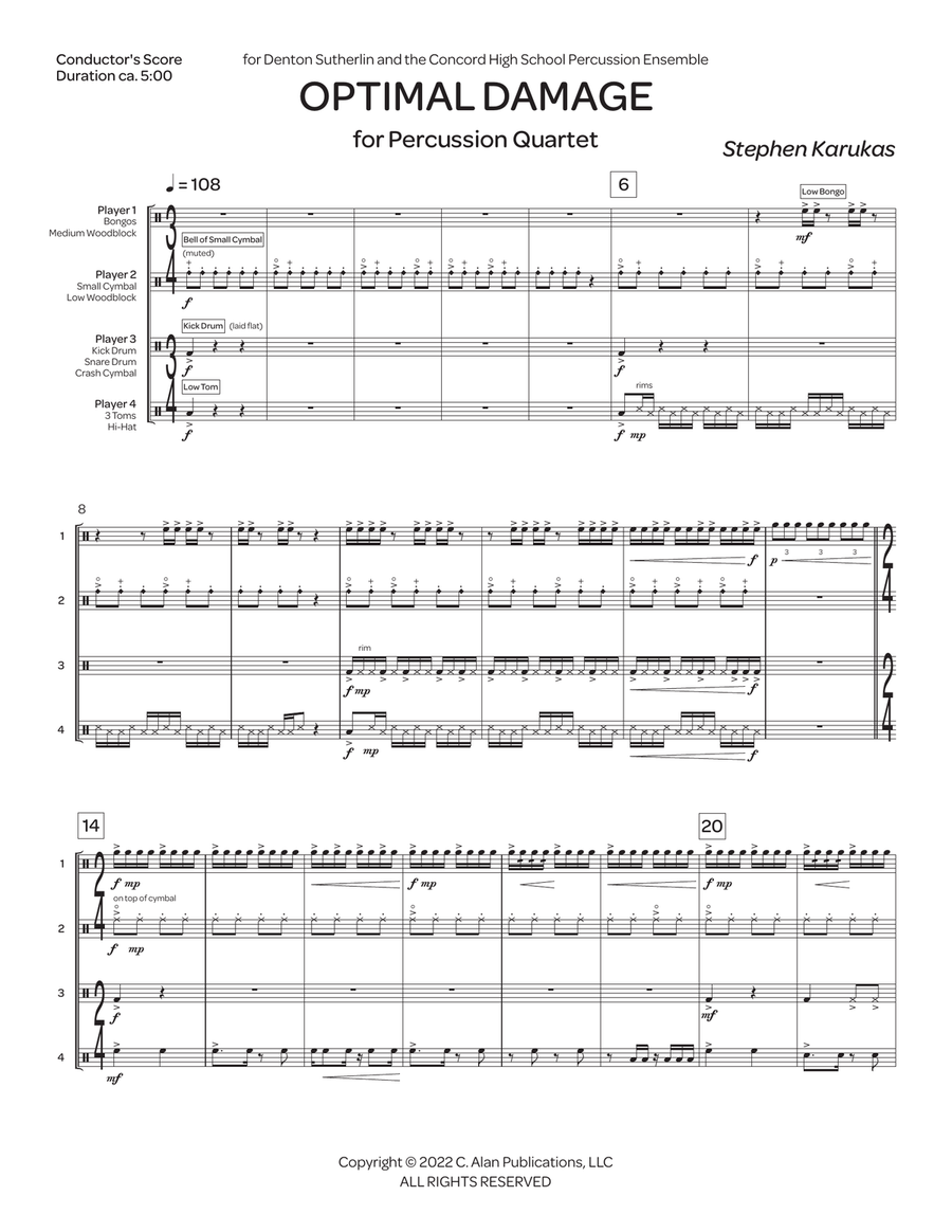 Optimal Damage Optimal Damage Percussion Ensemble scores gallery preview page 2