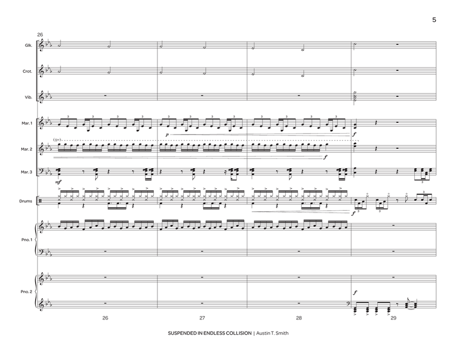 Suspended in Endless Collision (score only) Percussion Ensemble scores gallery preview page 6