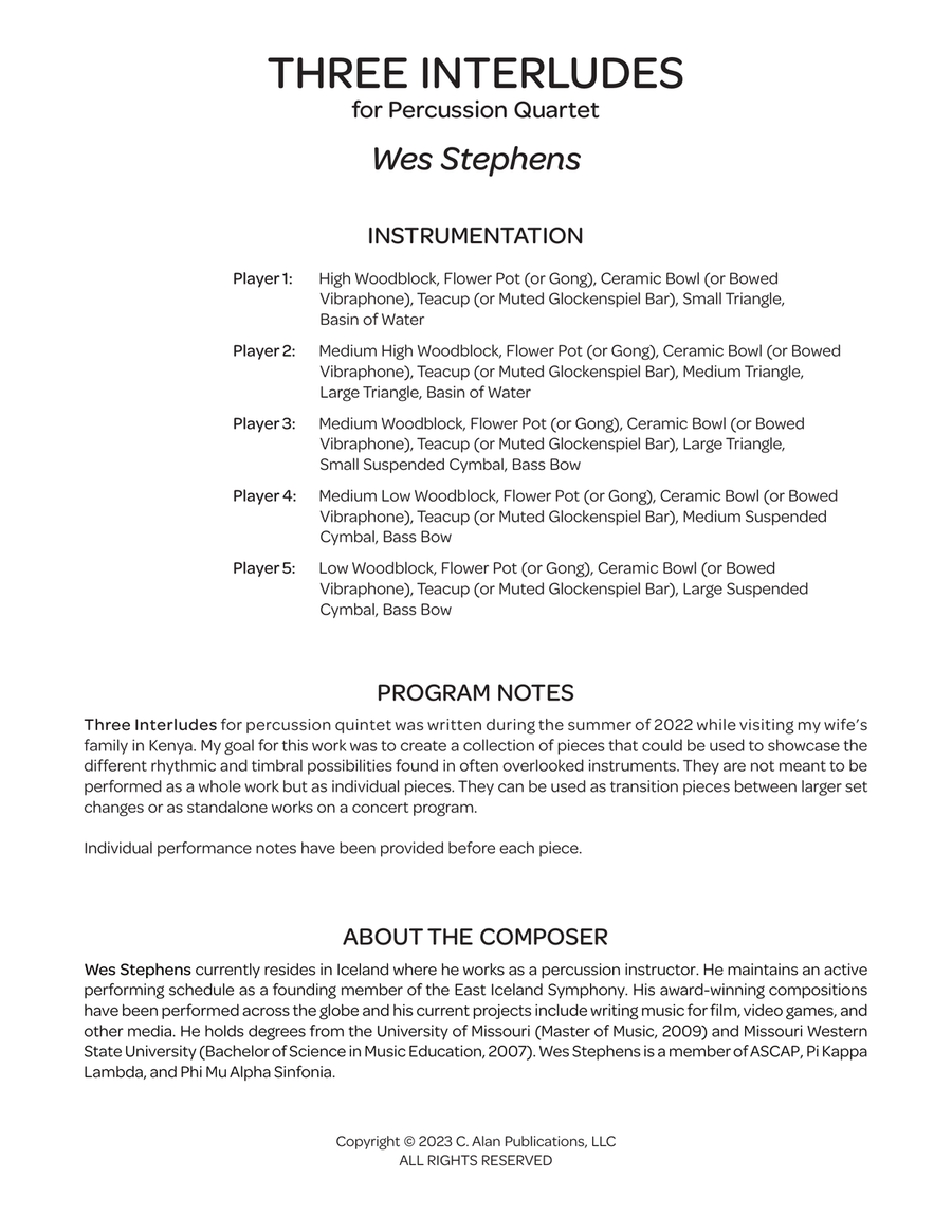 Three Interludes Three Interludes Percussion Ensemble scores gallery preview page 2