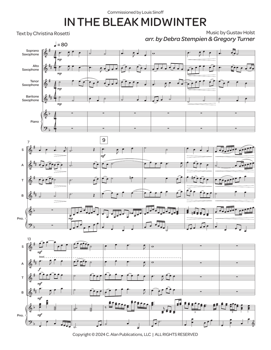 In the Bleak Midwinter (Holst) Saxophone scores gallery preview page 2