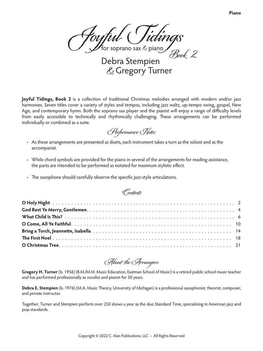 Joyful Tidings, Book 2 for Soprano Sax & Piano Soprano Saxophone scores gallery preview page 2