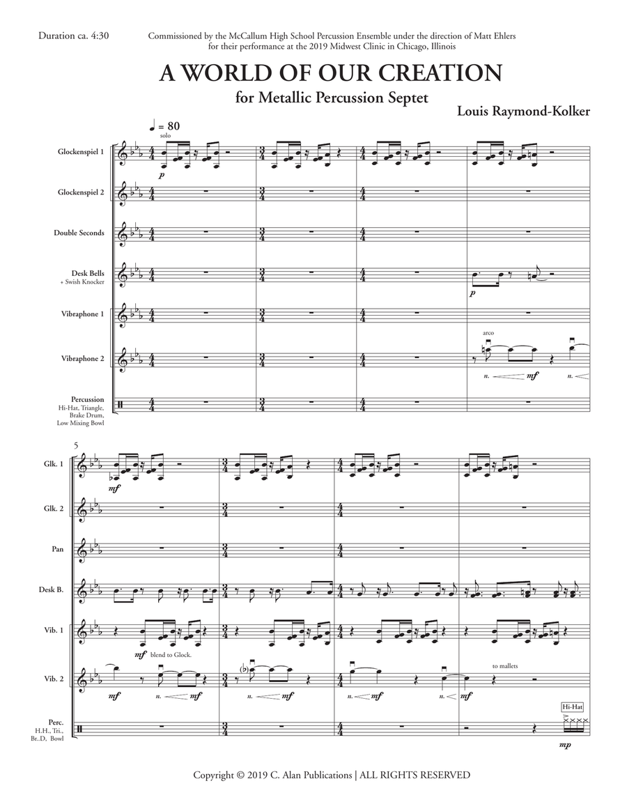 A World of Our Creation (score) Percussion Ensemble scores gallery preview page 2
