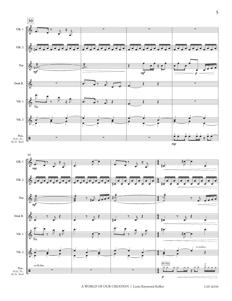 A World of Our Creation (score) Percussion Ensemble scores gallery preview page 6