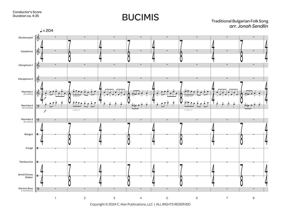 Bucimis [trad. Bulgarian] Percussion Ensemble - Sheet Music page 2