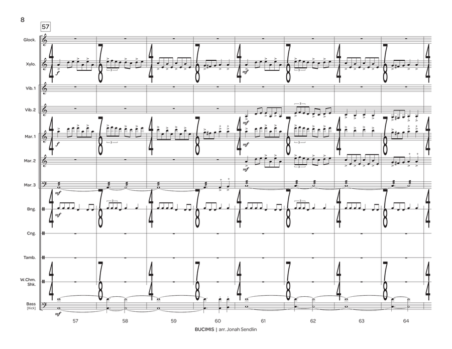 Bucimis [trad. Bulgarian] Percussion Ensemble - Sheet Music page 9