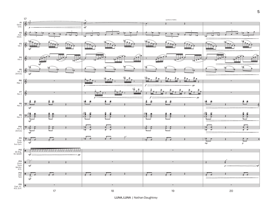 Luna, Luna Luna, Luna Percussion Ensemble scores gallery preview page 6