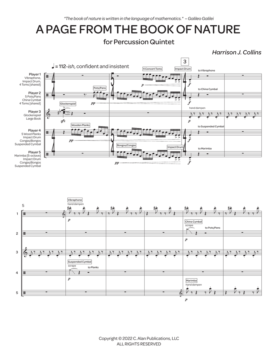 Page from the Book of Nature, A Percussion Ensemble scores gallery preview page 3