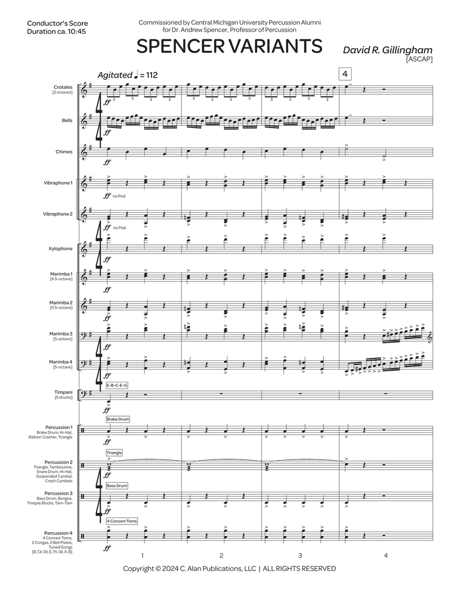 Spencer Variants (score only) Percussion Ensemble scores gallery preview page 2