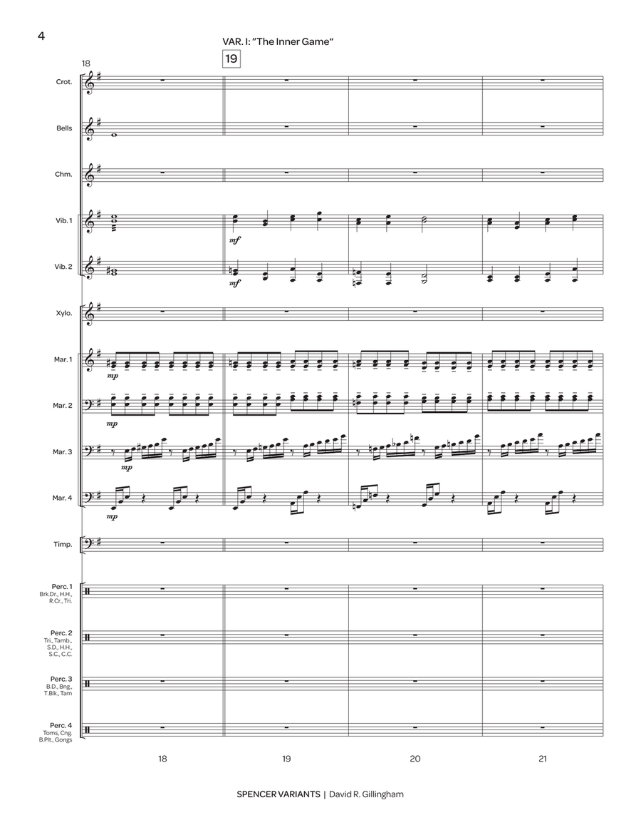 Spencer Variants (score only) Percussion Ensemble scores gallery preview page 5