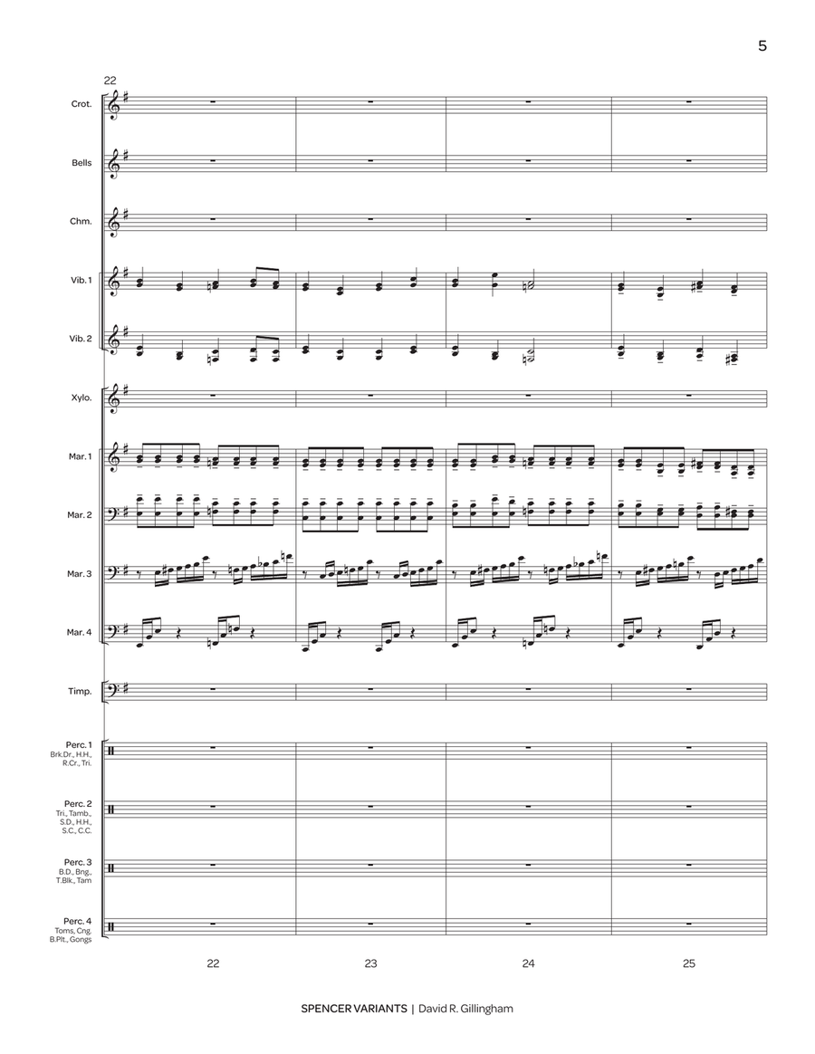 Spencer Variants (score only) Percussion Ensemble scores gallery preview page 6