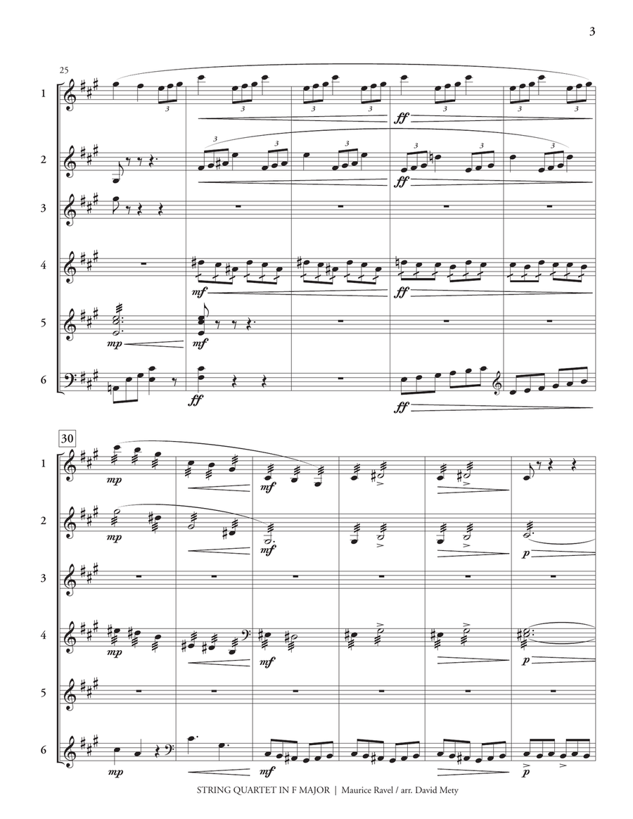 String Quartet in F Major, Mvt. II (Ravel) Percussion Ensemble scores gallery preview page 4
