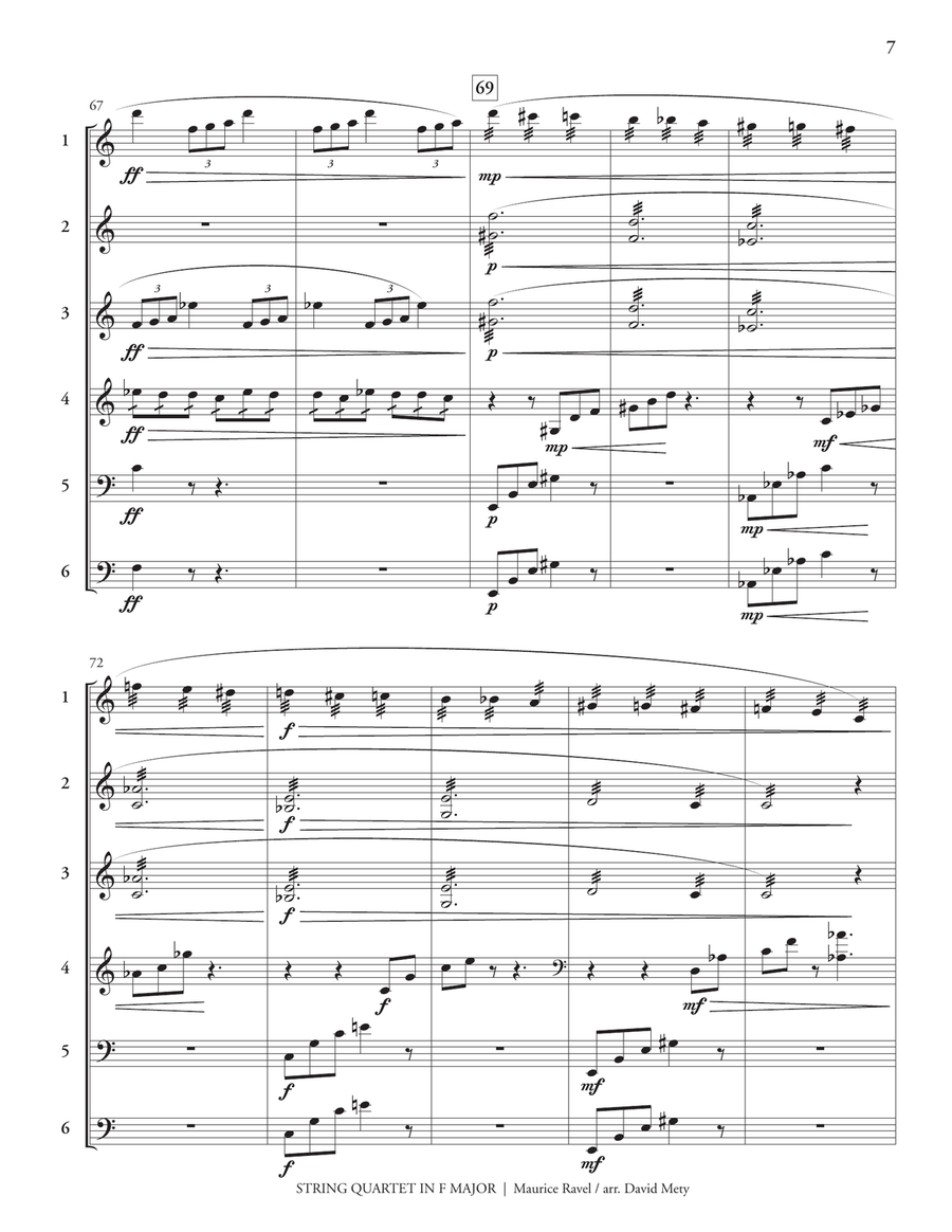 String Quartet in F Major, Mvt. II (Ravel) Percussion Ensemble scores gallery preview page 8