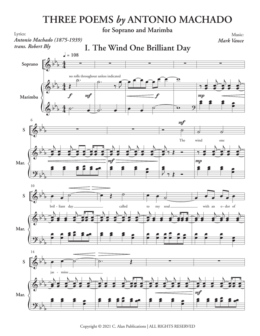 Three Poems by Antonio Machado Marimba scores gallery preview page 2