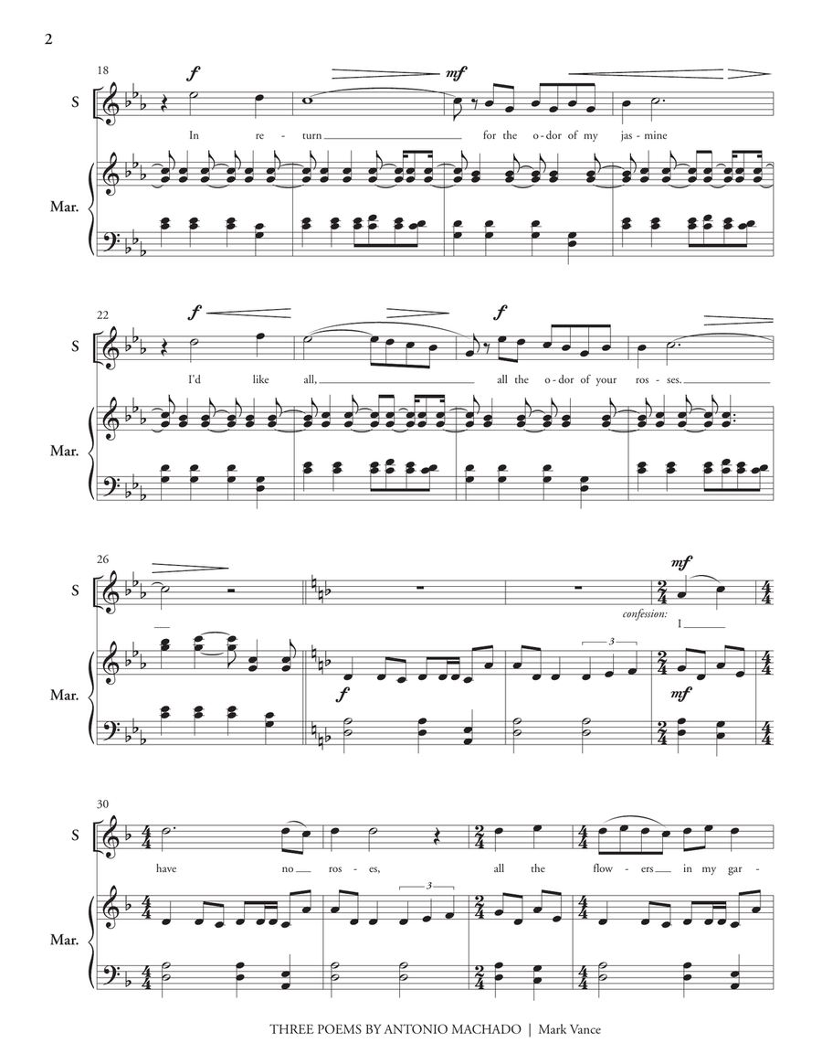 Three Poems by Antonio Machado Marimba scores gallery preview page 3
