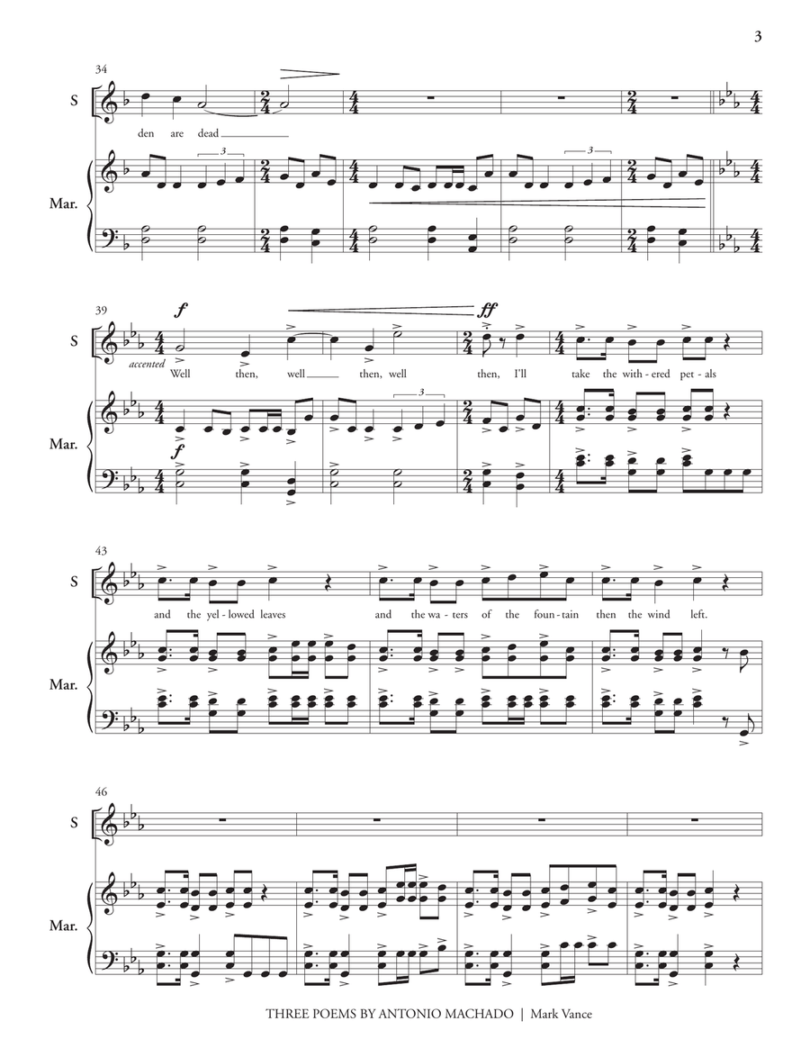 Three Poems by Antonio Machado Marimba scores gallery preview page 4