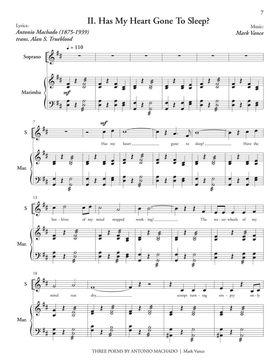 Three Poems by Antonio Machado Marimba scores gallery preview page 5