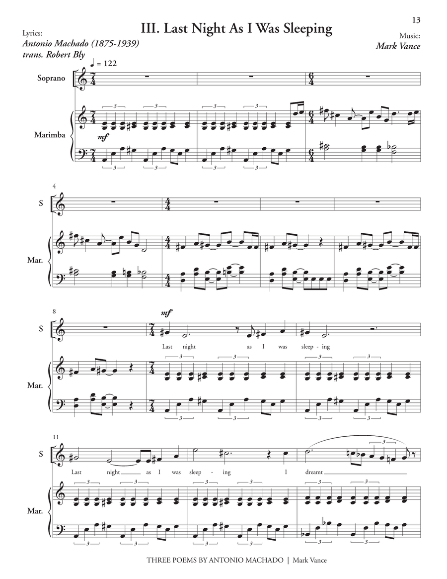 Three Poems by Antonio Machado Marimba scores gallery preview page 8