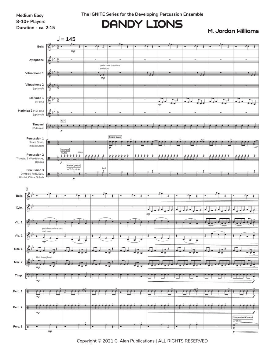Dandy Lions Dandy Lions Percussion Ensemble scores gallery preview page 2