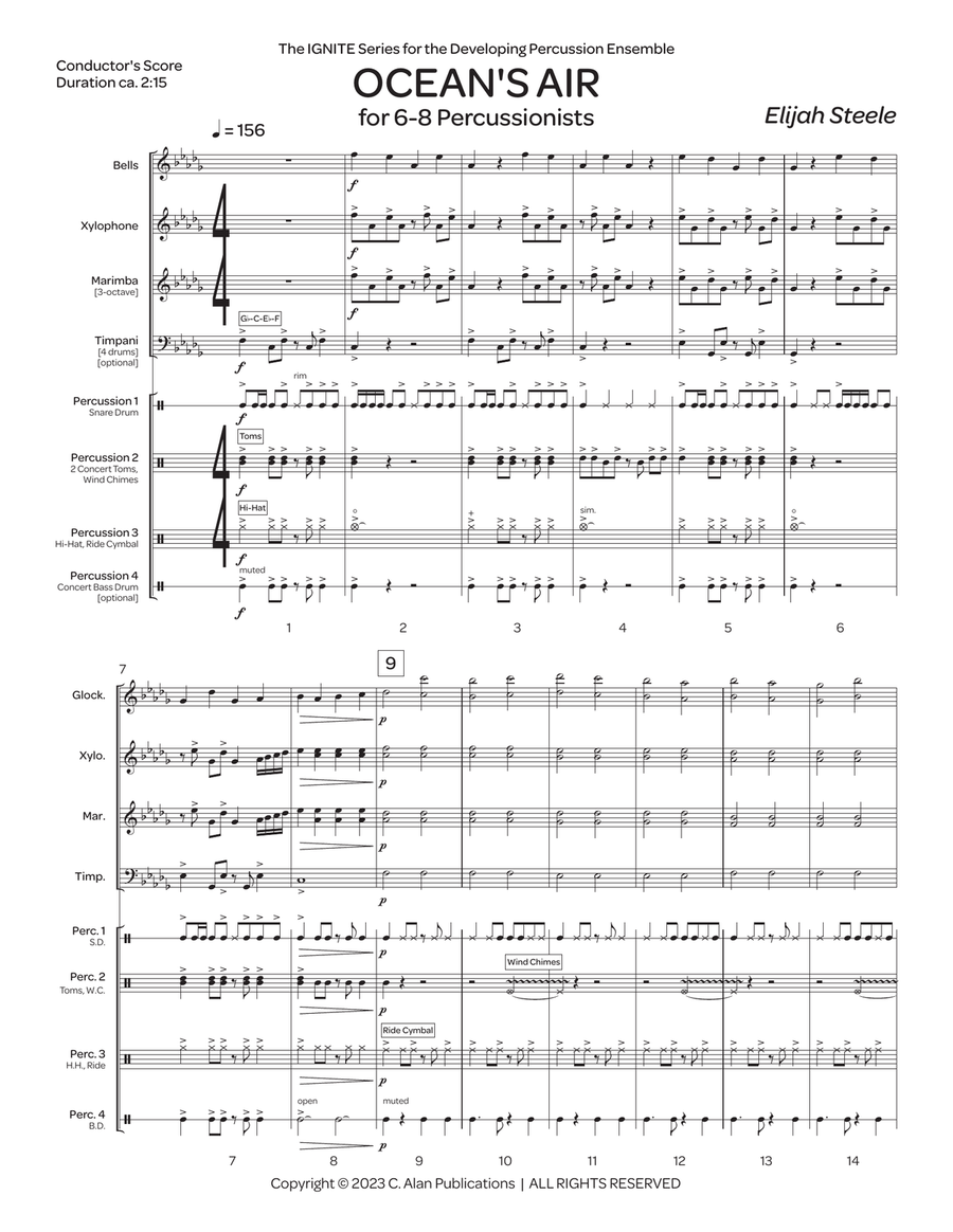 Ocean's Air Ocean's Air Percussion Ensemble scores gallery preview page 2