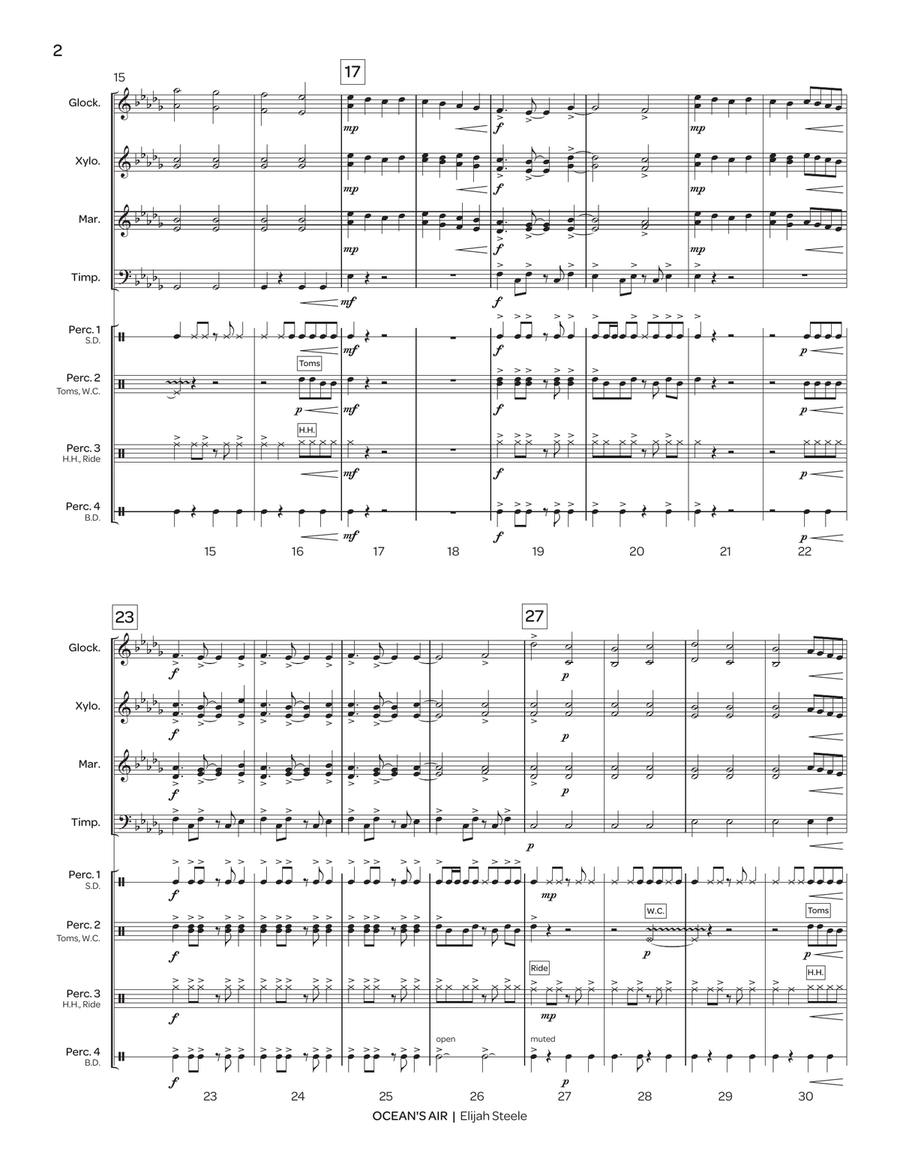 Ocean's Air Ocean's Air Percussion Ensemble scores gallery preview page 3