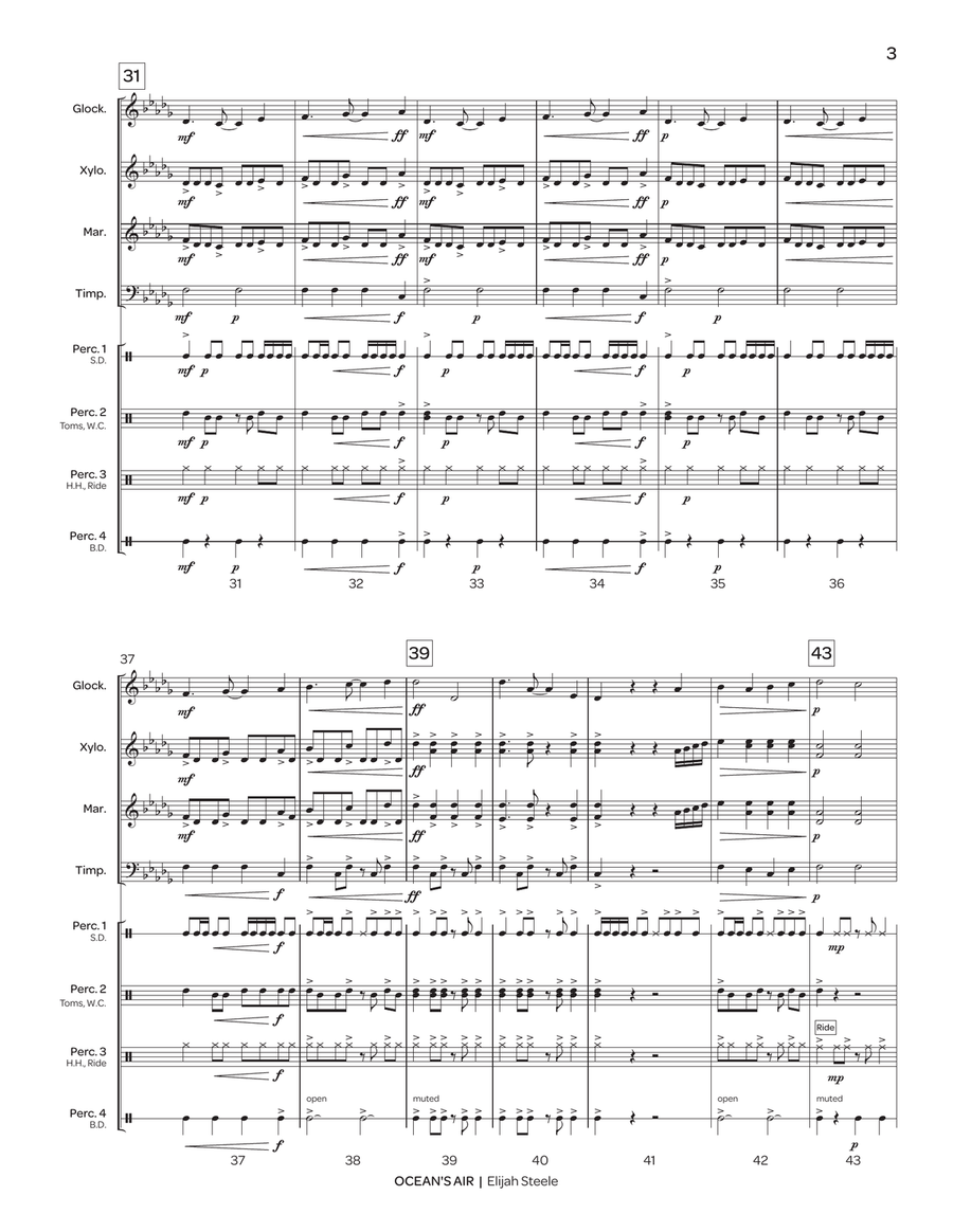 Ocean's Air Ocean's Air Percussion Ensemble scores gallery preview page 4