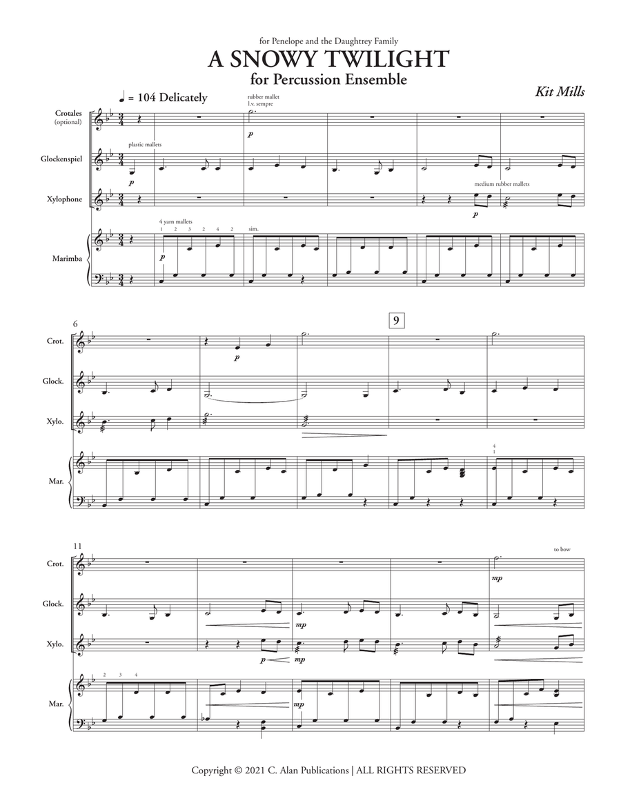 Snowy Twilight, A Snowy Twilight, A Percussion Ensemble scores gallery preview page 2