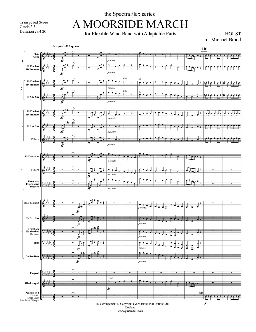 Moorside March, A (5-Part Flex Band) (Holst) Score scores gallery preview page 4