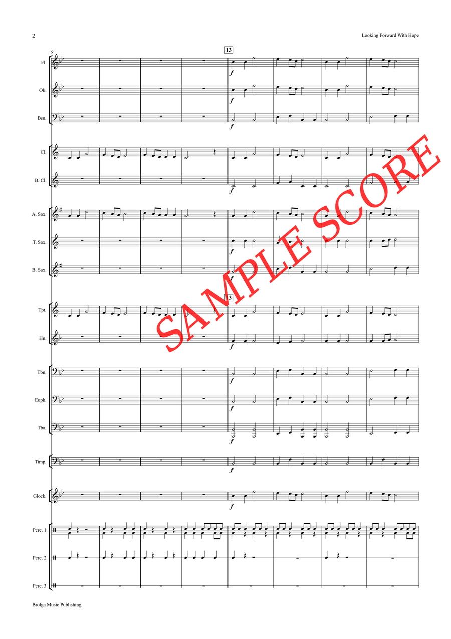 Looking Forward With Hope (score only) Concert Band scores gallery preview page 3