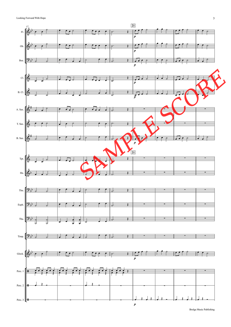 Looking Forward With Hope (score only) Concert Band scores gallery preview page 4