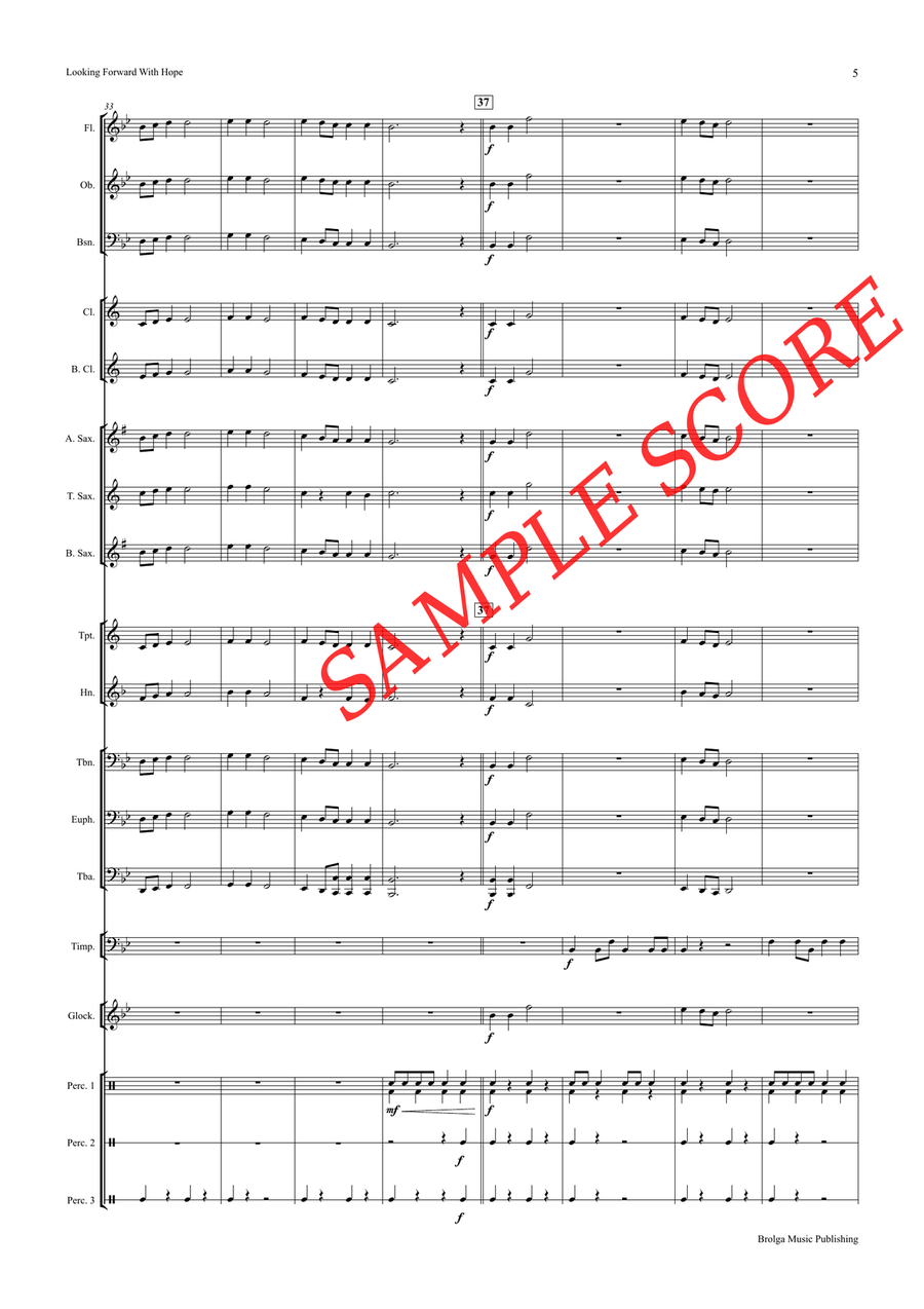 Looking Forward With Hope (score only) Concert Band scores gallery preview page 6