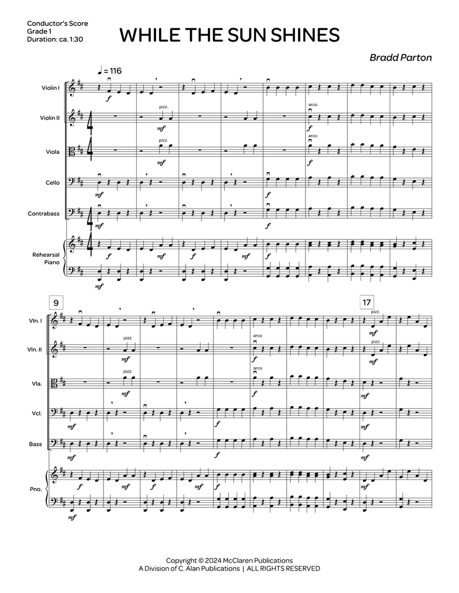 While the Sun Shines (score only) String Orchestra scores gallery preview page 2