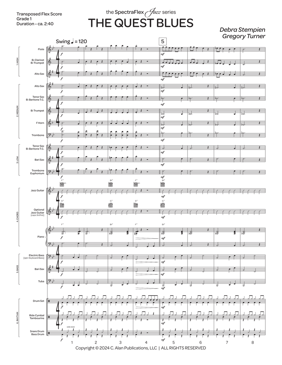 The Quest Blues (flex score only) Jazz Ensemble scores gallery preview page 3