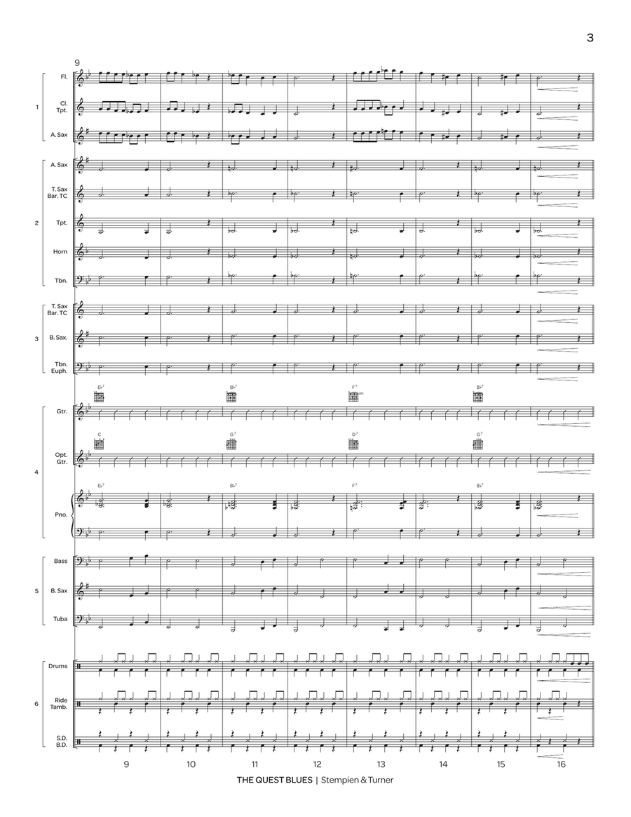 The Quest Blues (flex) The Quest Blues (flex) Jazz Ensemble scores gallery preview page 4