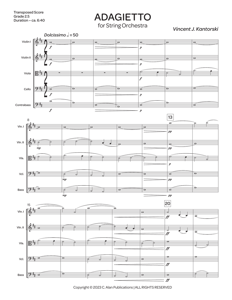Adagietto for String Orchestra (score only) String Orchestra scores gallery preview page 2