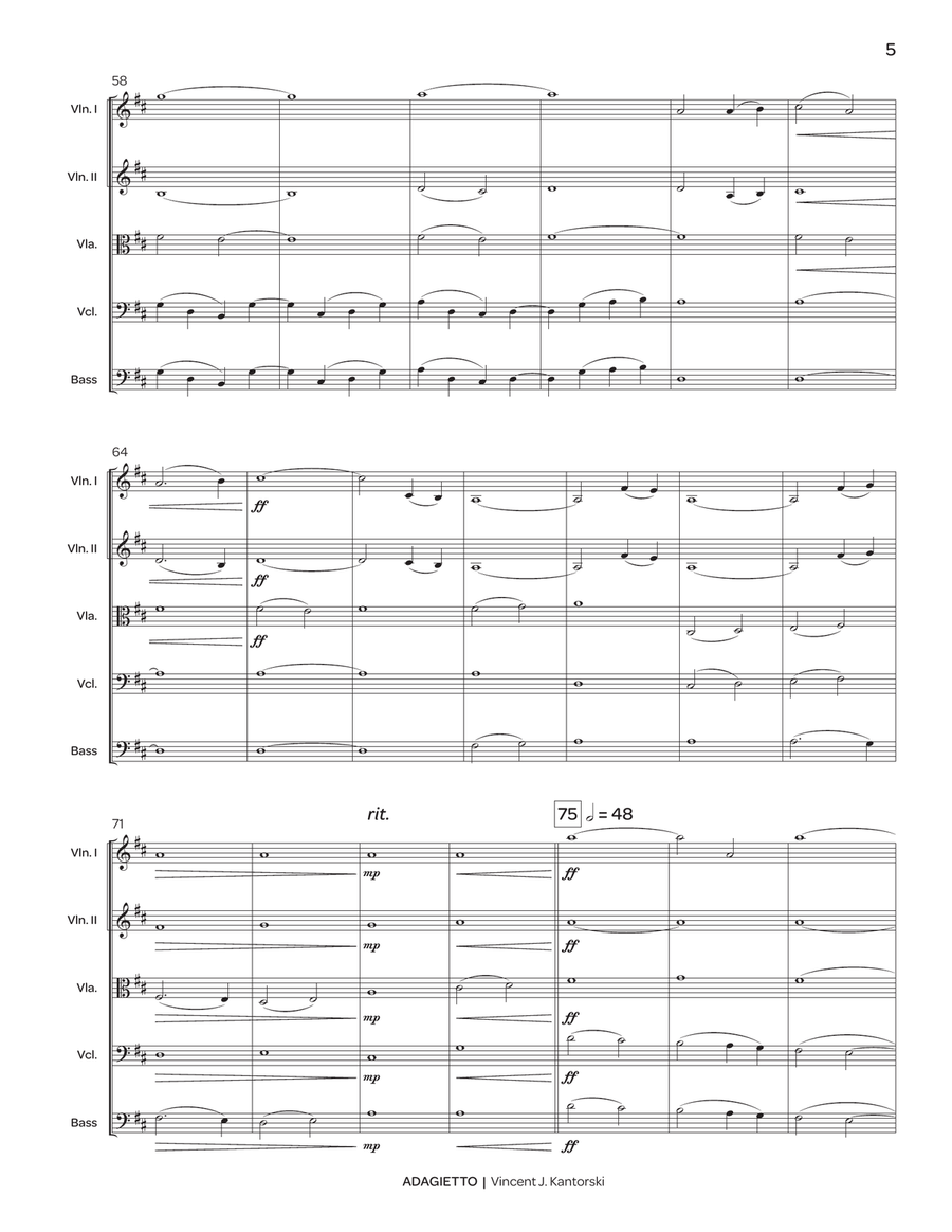 Adagietto for String Orchestra (score only) String Orchestra scores gallery preview page 5