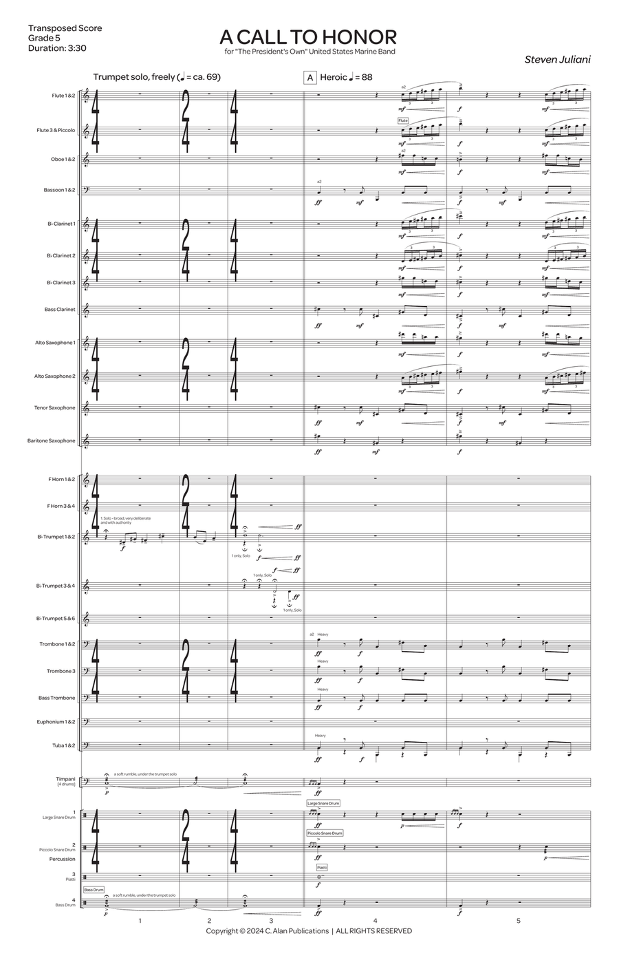 Call to Honor, A (score only) Concert Band scores gallery preview page 2