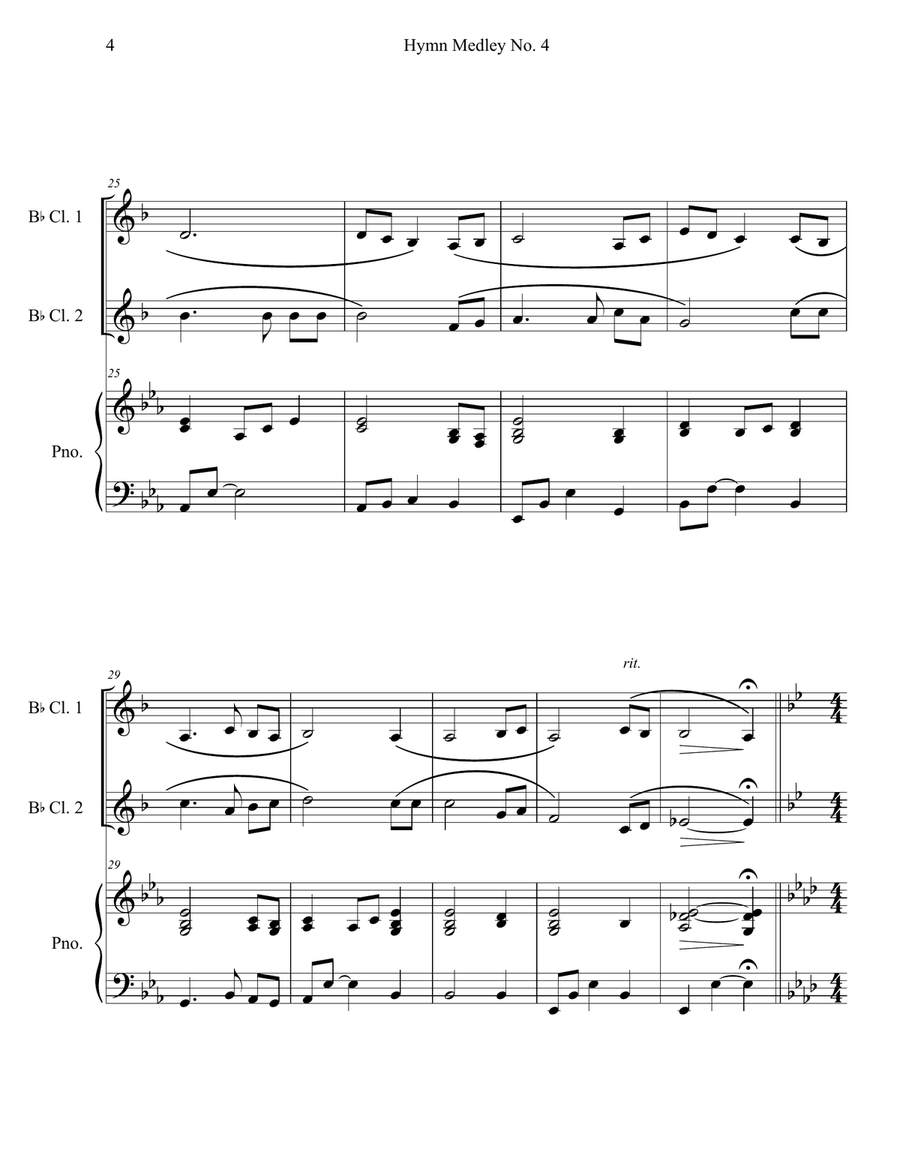 Hymn Medley No. 4 (Clarinet Duet with Piano Accompaniment) Clarinet Duet scores gallery preview page 4