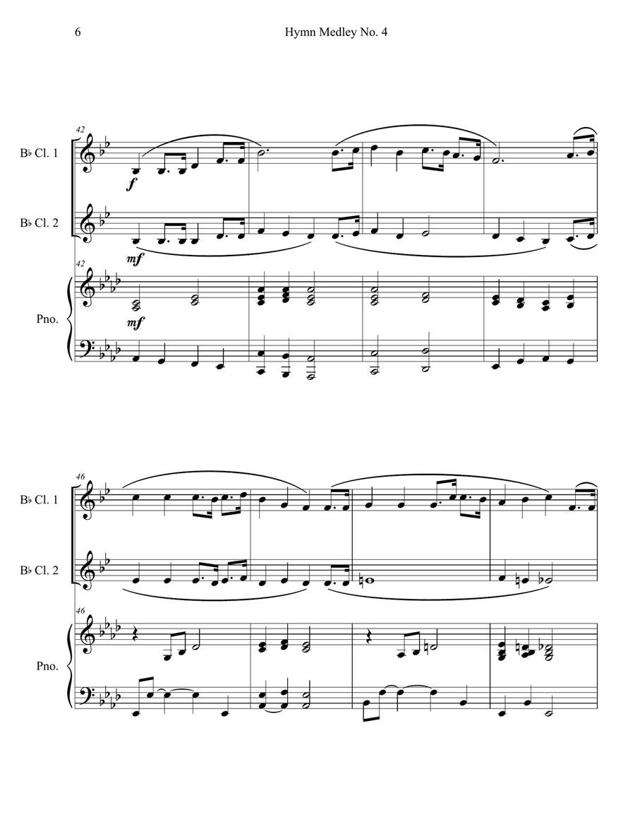 Hymn Medley No. 4 (Clarinet Duet with Piano Accompaniment) Clarinet Duet scores gallery preview page 6