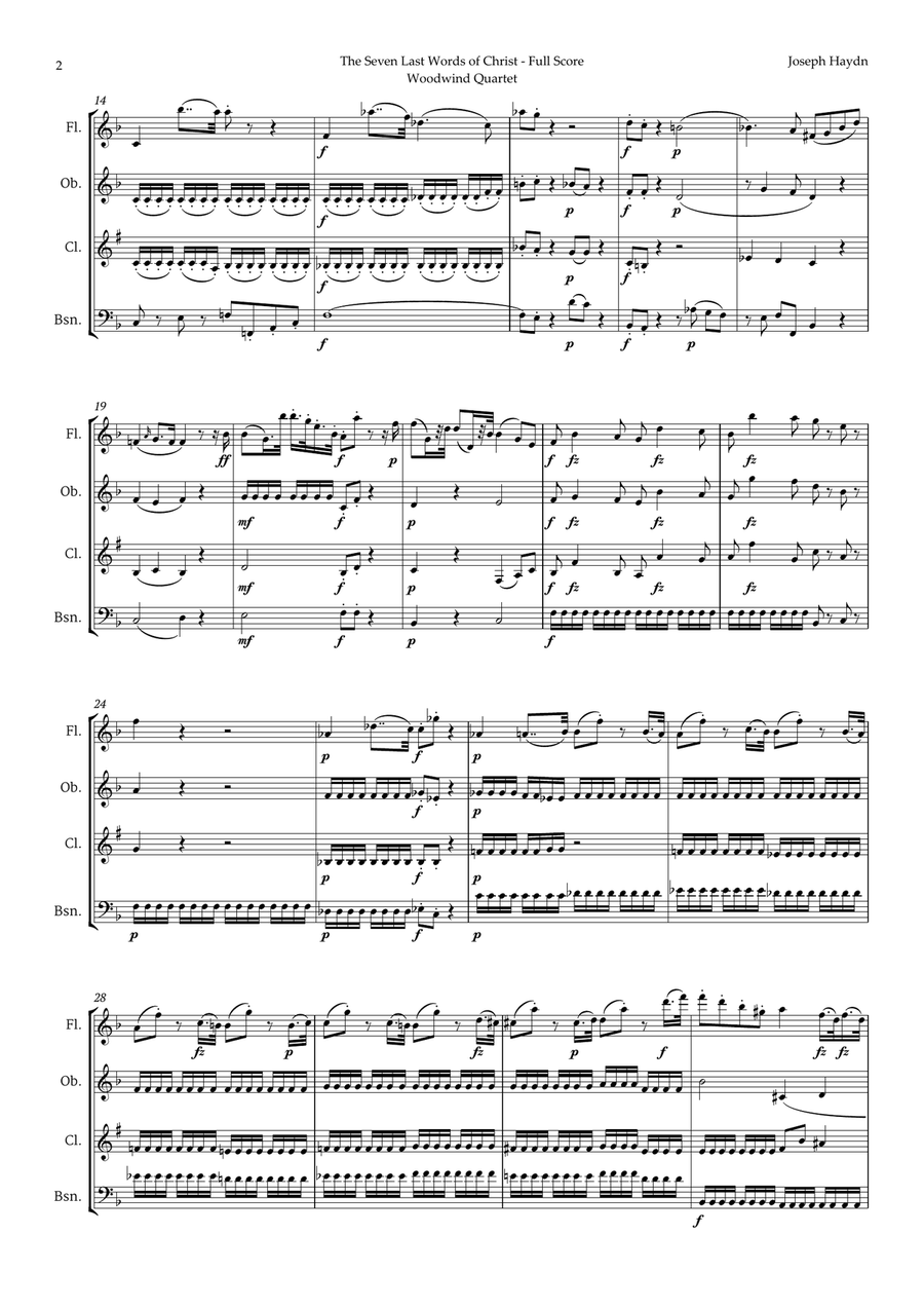 The Seven Last Words of Christ by Haydn for Woodwind Quartet Woodwind Quartet scores gallery preview page 2
