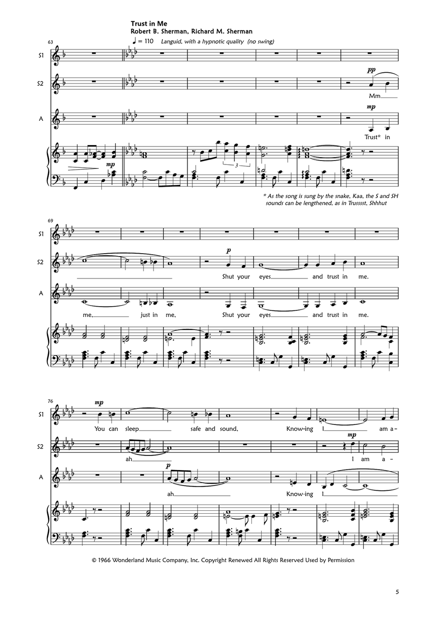 Medley: The Bare Necessities with Trust In Me (The Python's Song), Colonel Hathi's March (The Ele... SSA scores gallery preview page 5