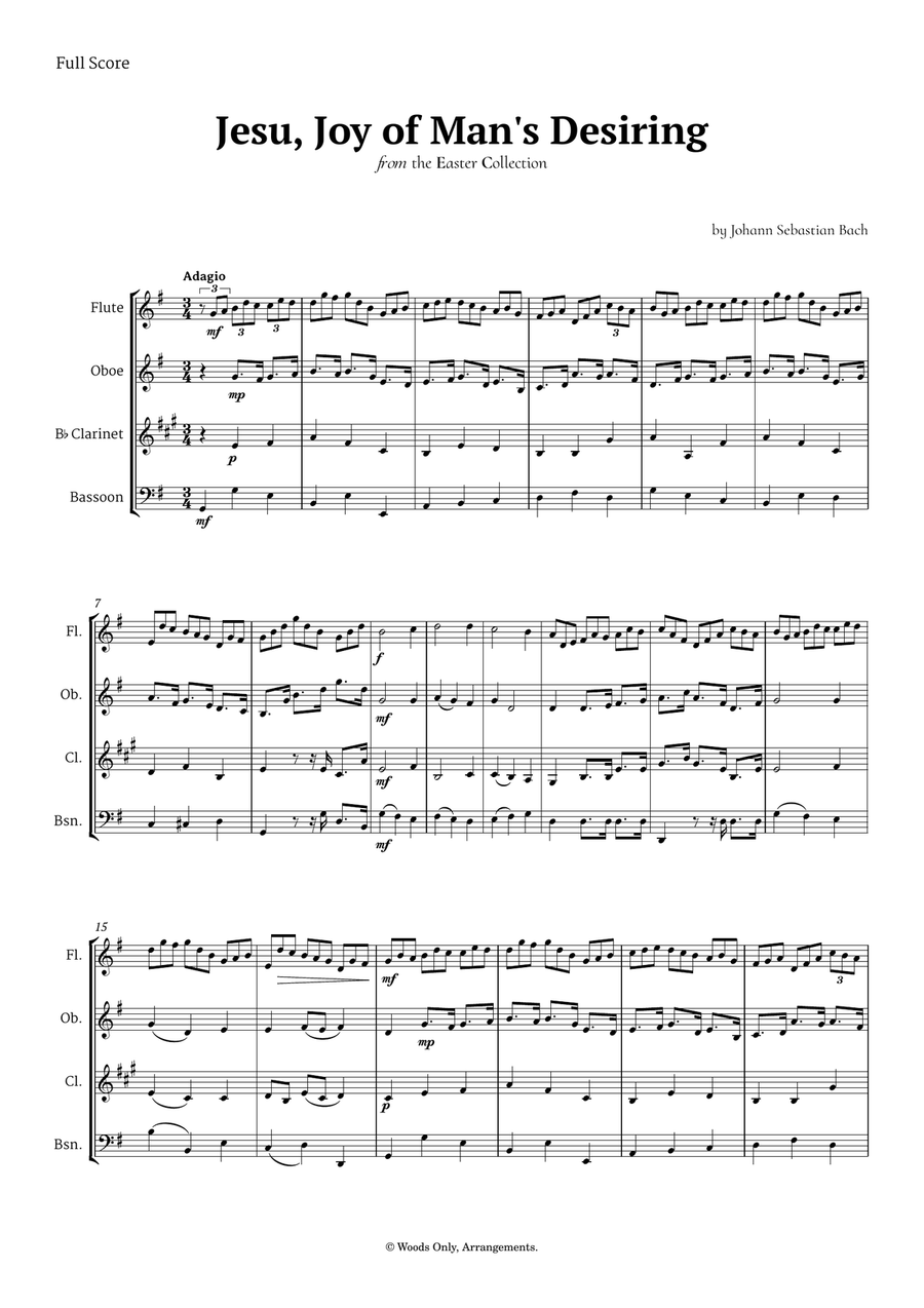 Jesu, Joy of Man's Desiring by Bach for Woodwind Quartet Woodwind Quartet scores gallery preview page 1
