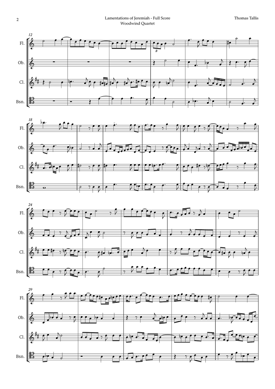 Lamentations of Jeremiah by Thomas Tallis for Woodwind Quartet Woodwind Quartet scores gallery preview page 2